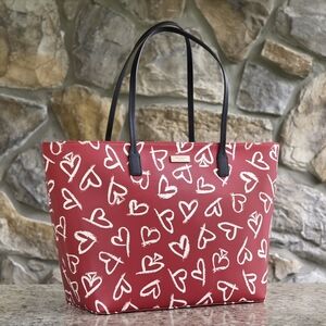 Kate Spade Margareta Shore Street Lipstick Hearts Red Tote
